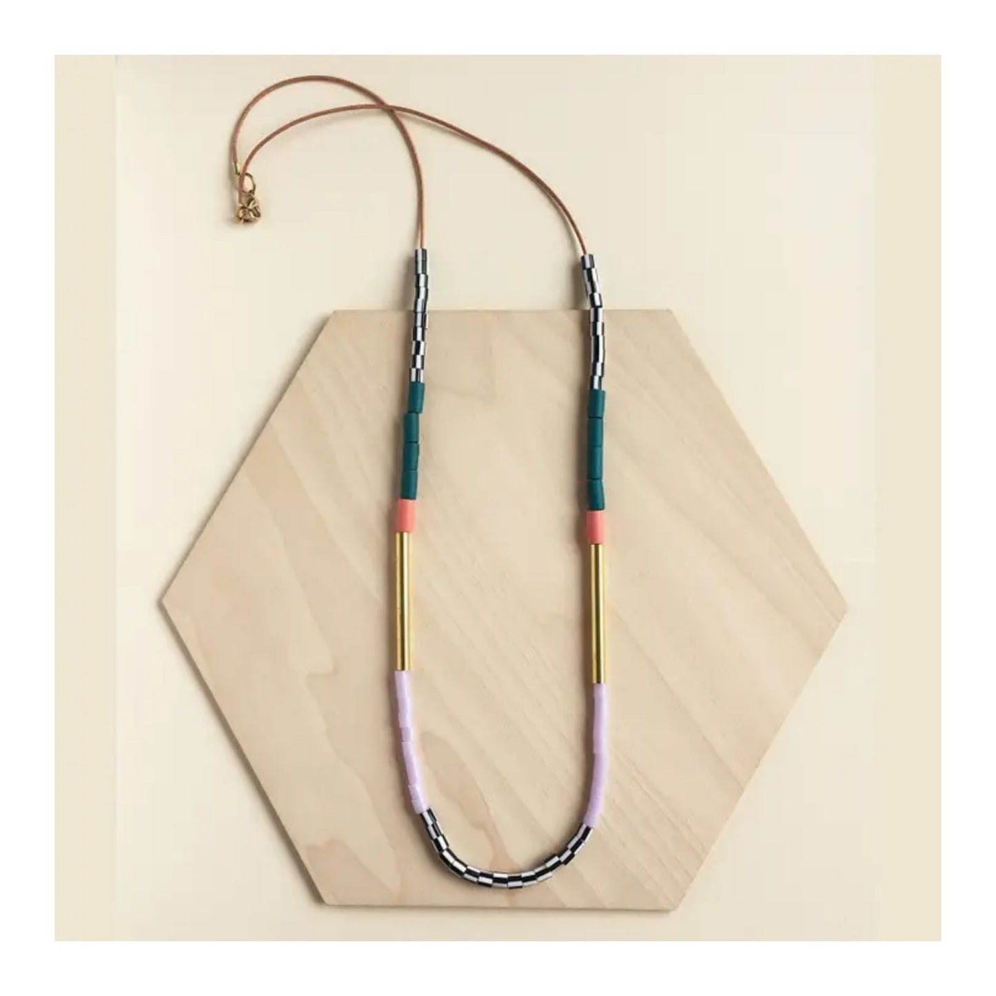 Colour Block Necklace - Teal & Pink