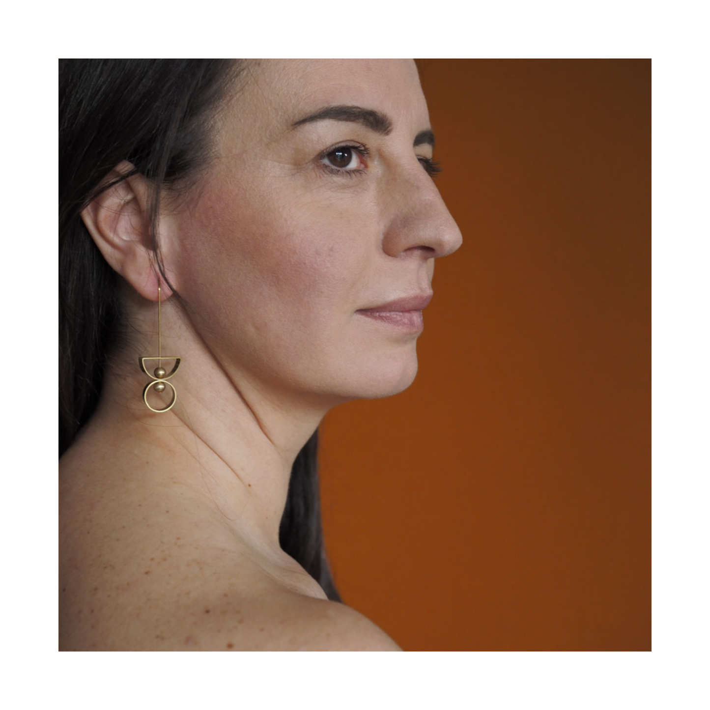 Brass Half Circle & Circle Earrings