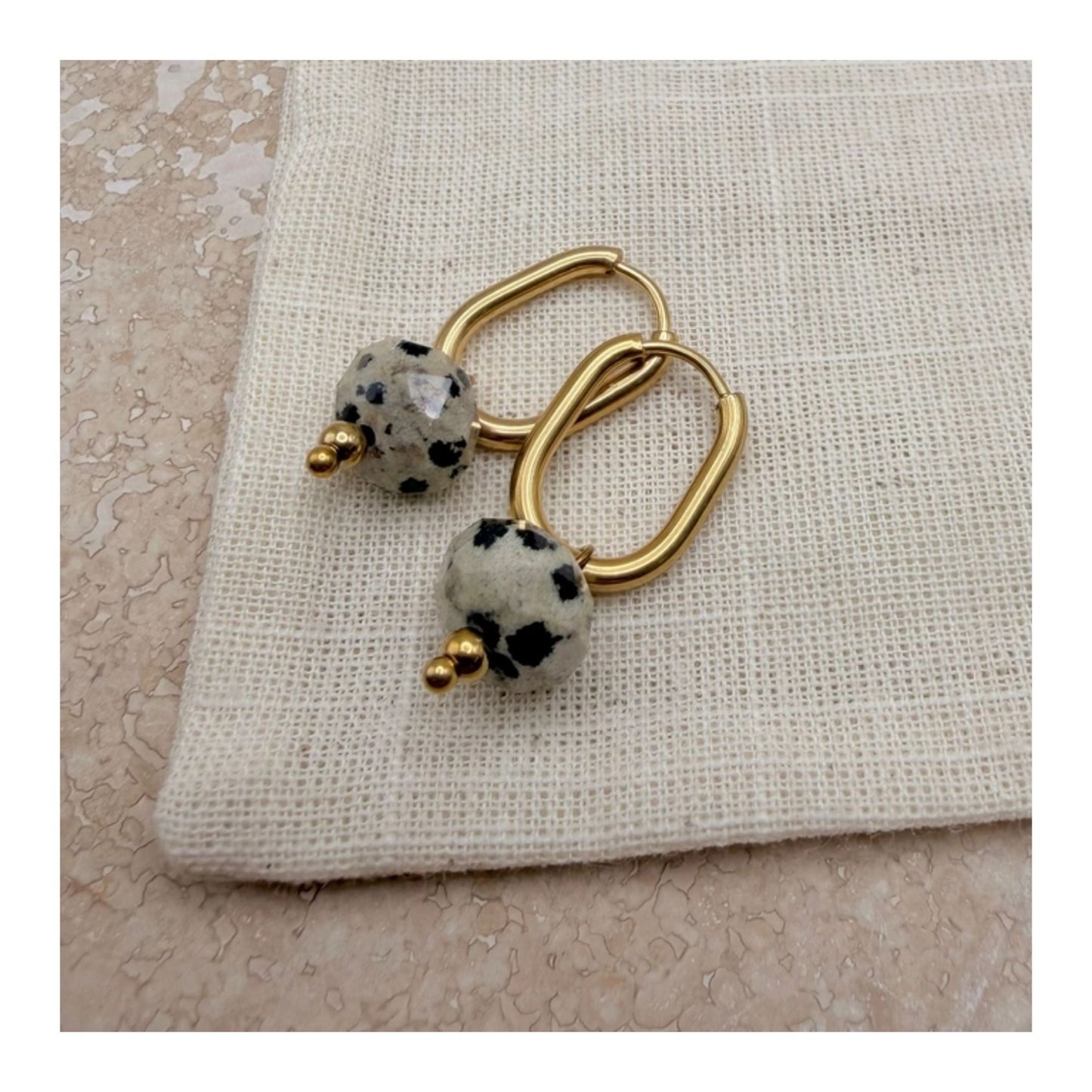 Oval Dalmatian Jasper Earrings