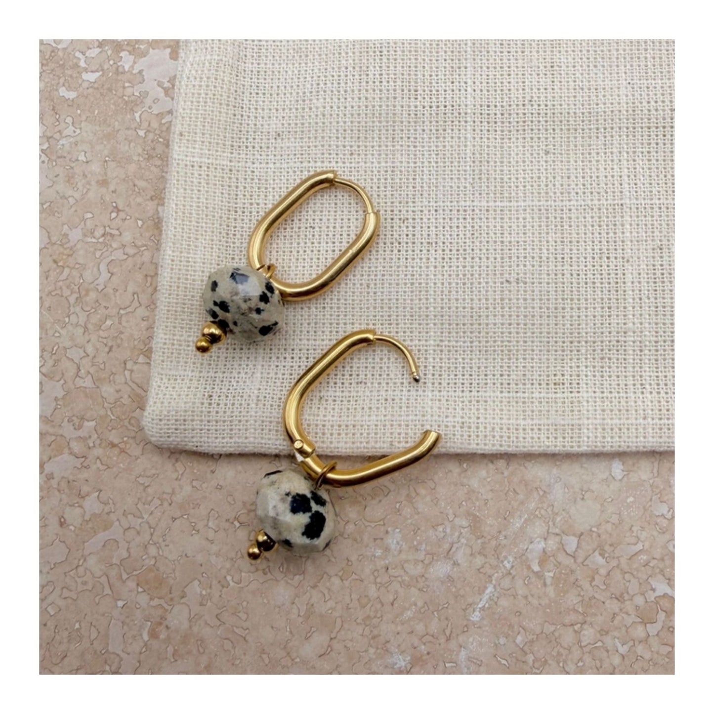 Oval Dalmatian Jasper Earrings