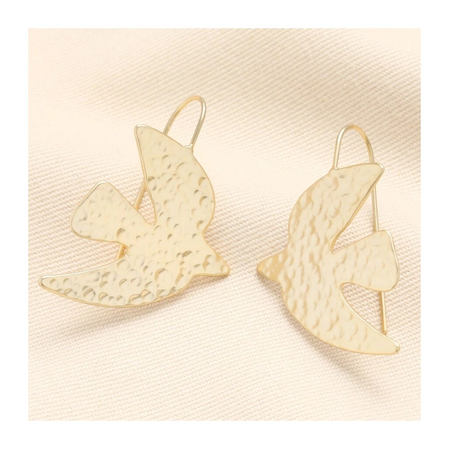 Hammered Dove Drop Earrings in Gold