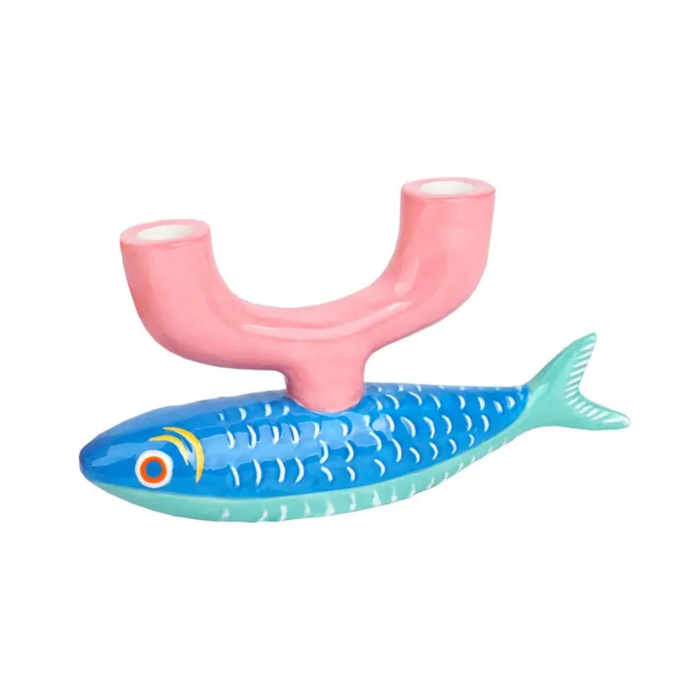 Fish Hand-Painted Ceramic Candle Holder