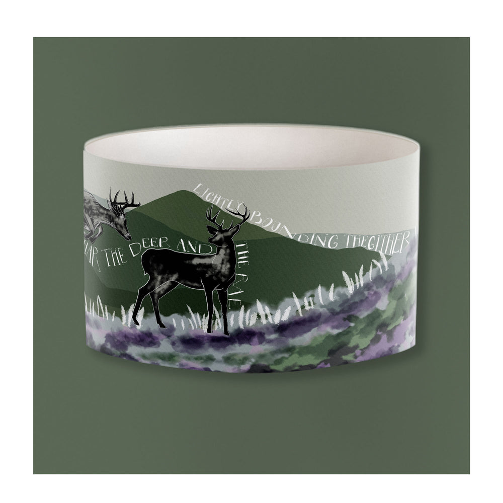 
                  
                    A Folk Song Stags Lampshade from Harbour Lane Studio.
                  
                