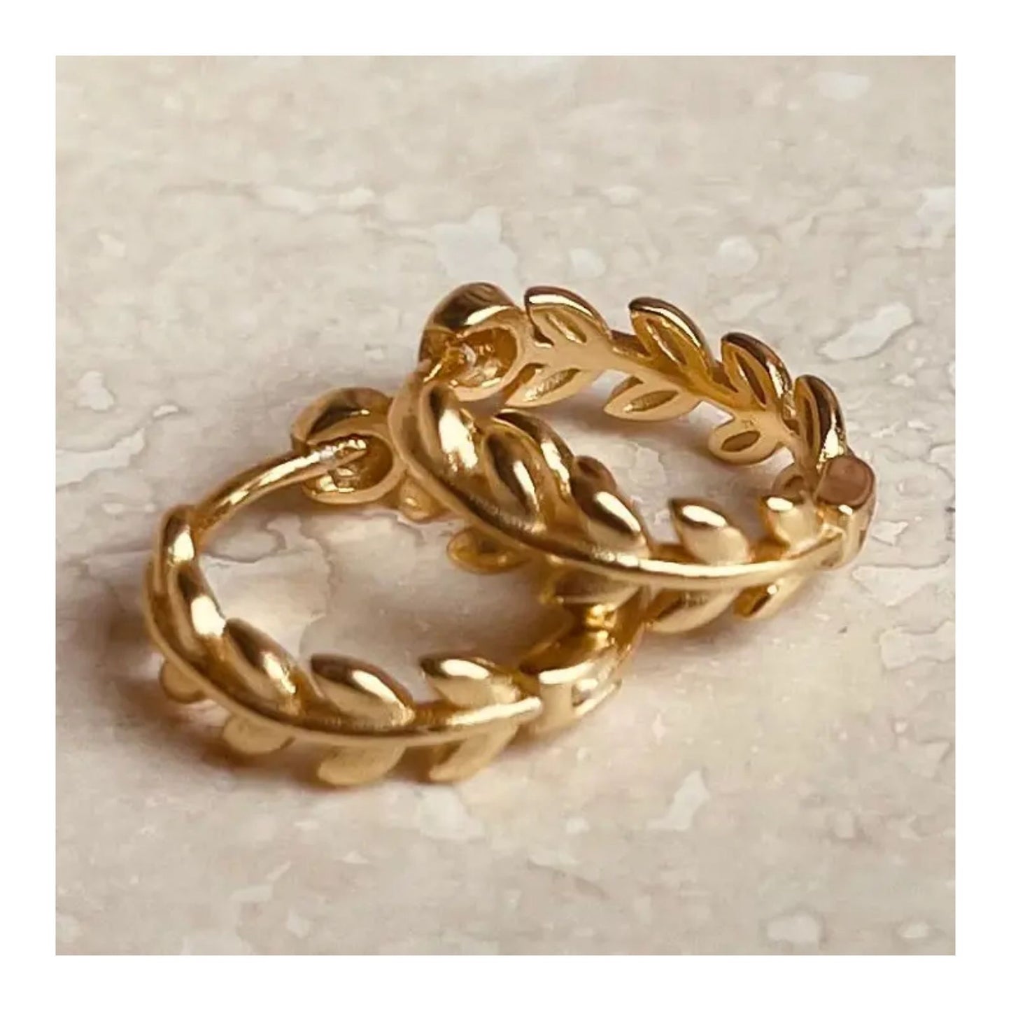 Gold Leaf Hoop Earrings