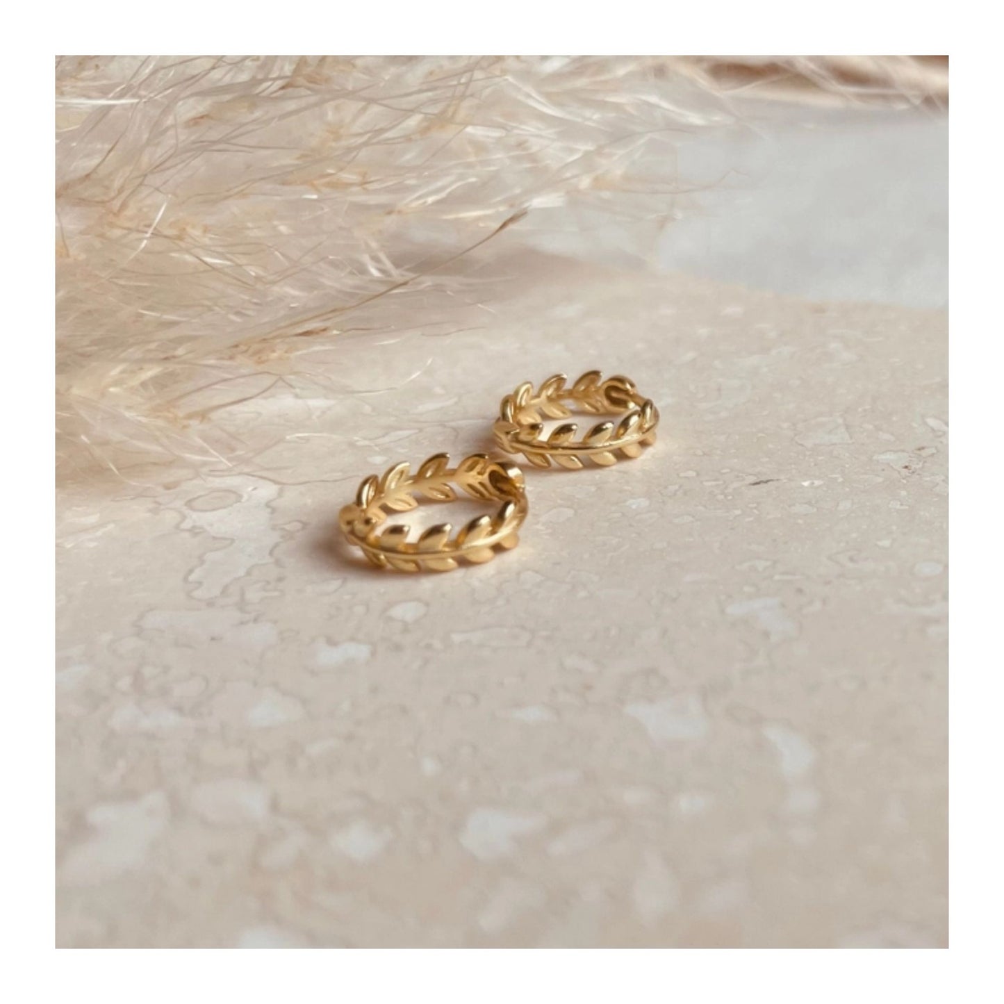 Gold Leaf Hoop Earrings