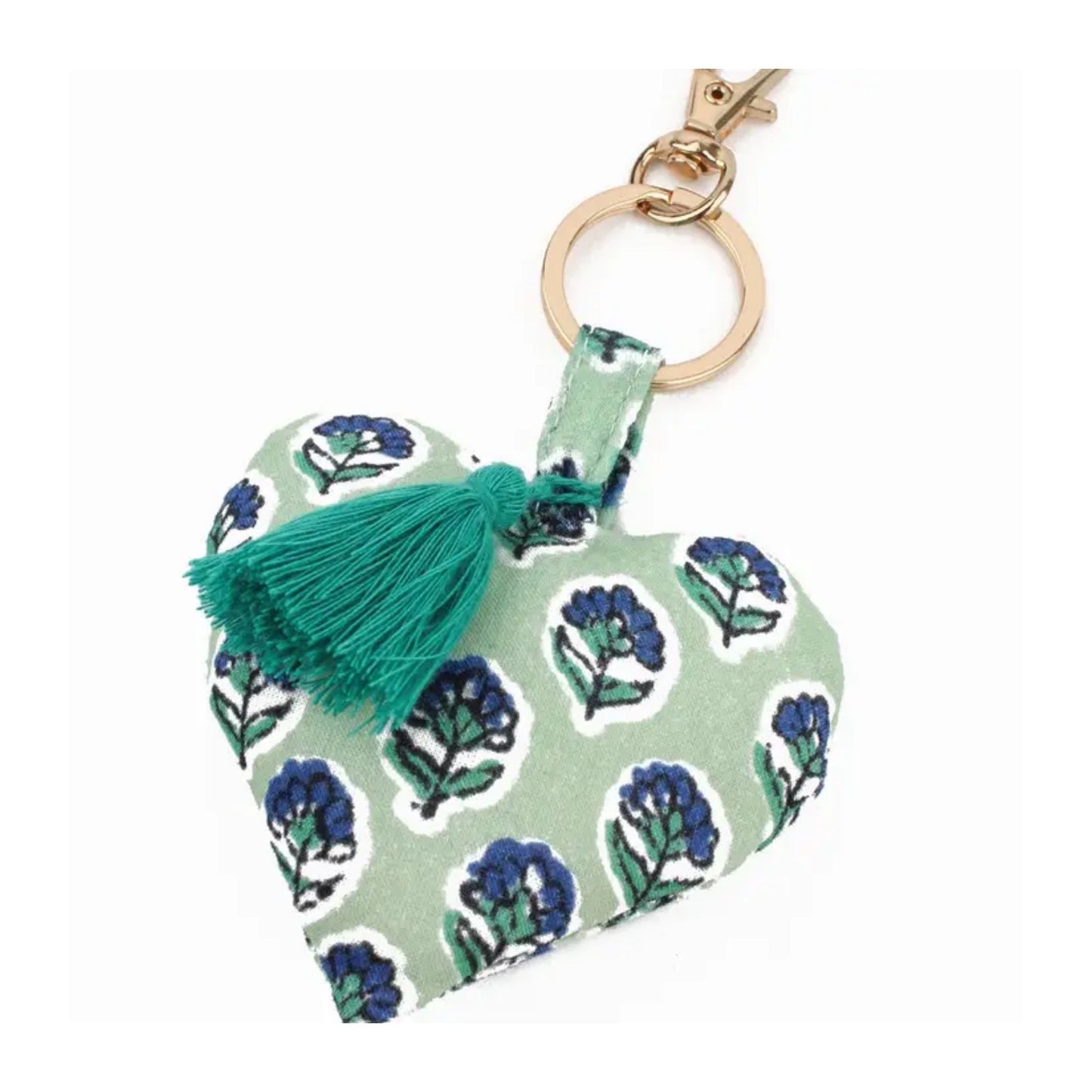 Green Tassel Heart Keyring