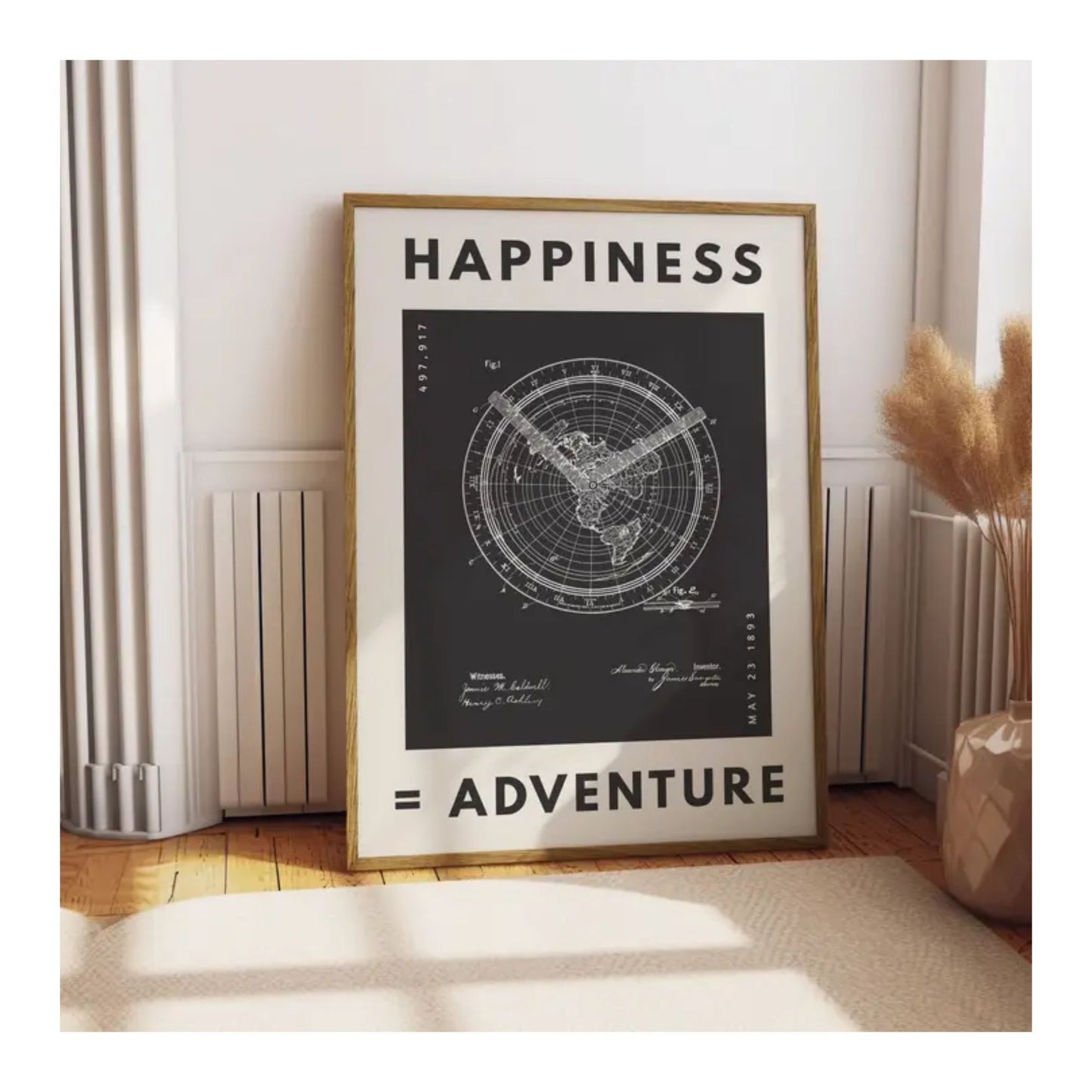 Happiness = Adventure Print