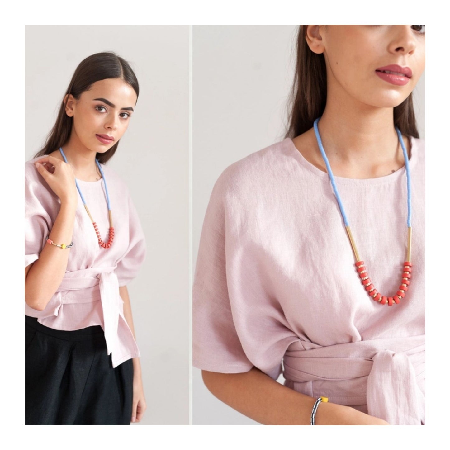 Heishi Necklace - Pink & Periwinkle