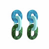Blue and Green Statement Link Earrings
