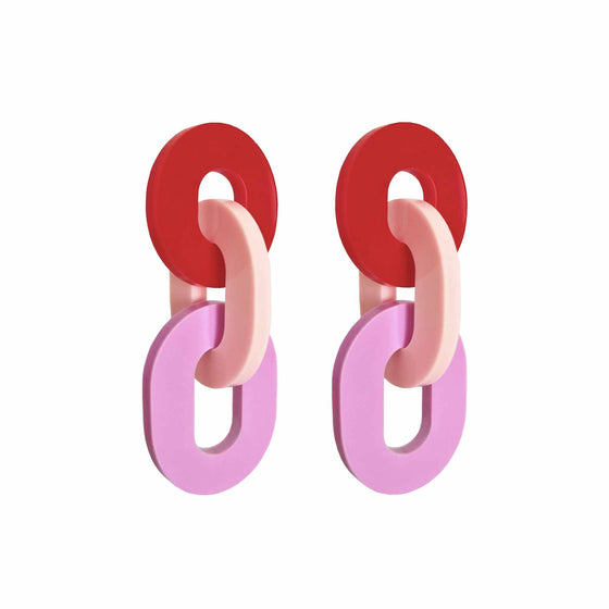 Red and Pink Statement Link Earring