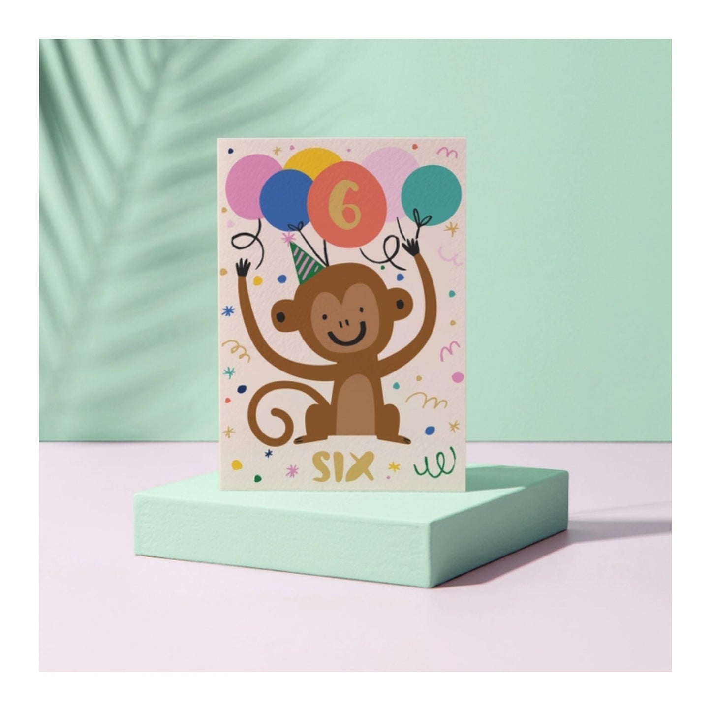 6th Birthday Monkey Card
