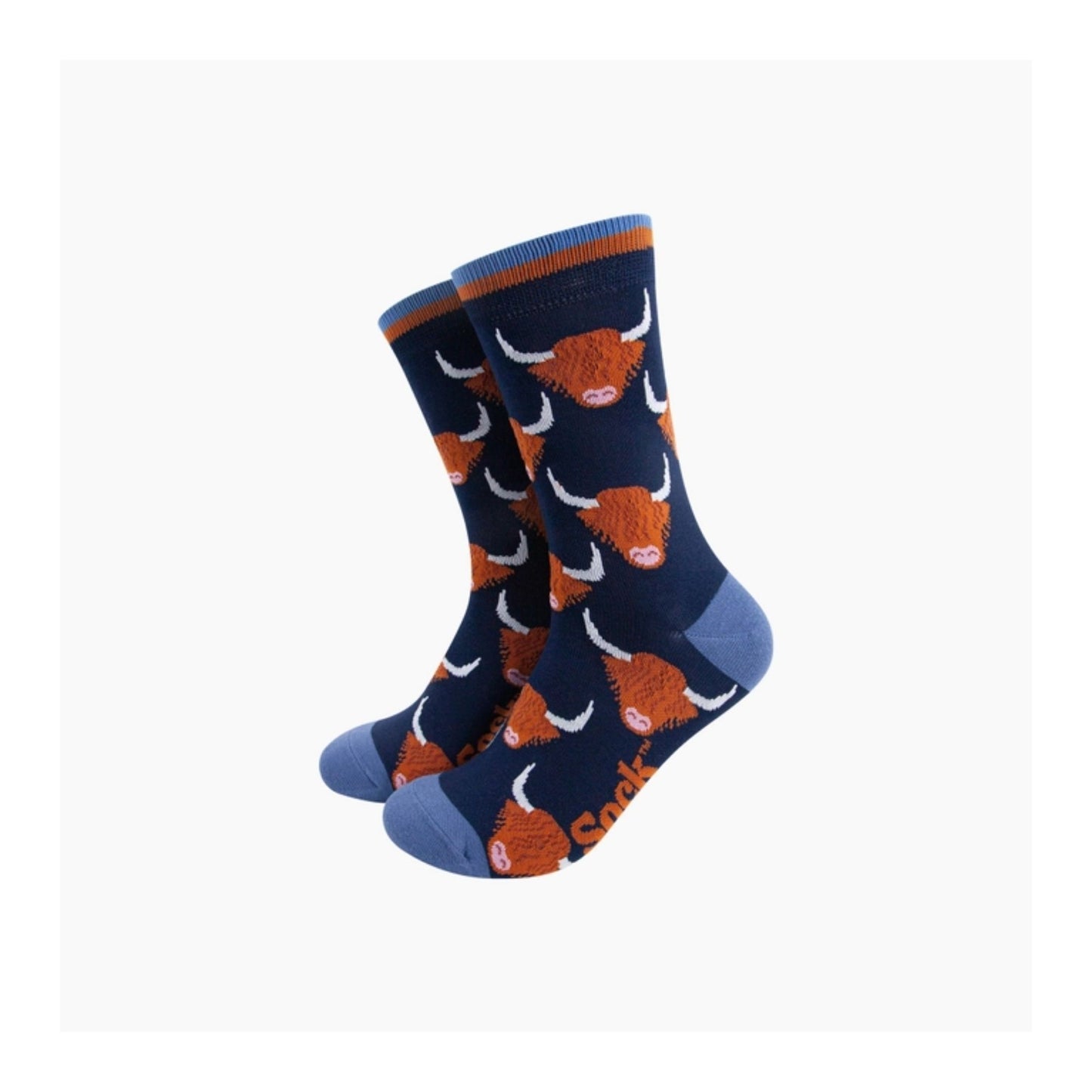 Navy Blue Highland Cow Socks