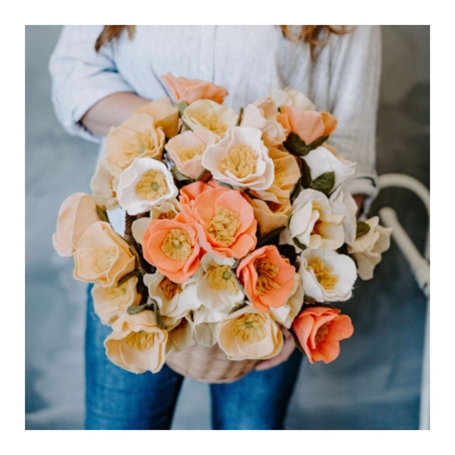 Peach Poppy Felt Flower