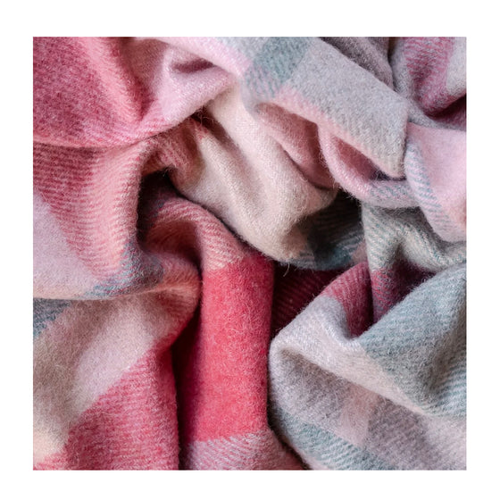 Pink Patchwork Check Recycled Wool Knee Blanket