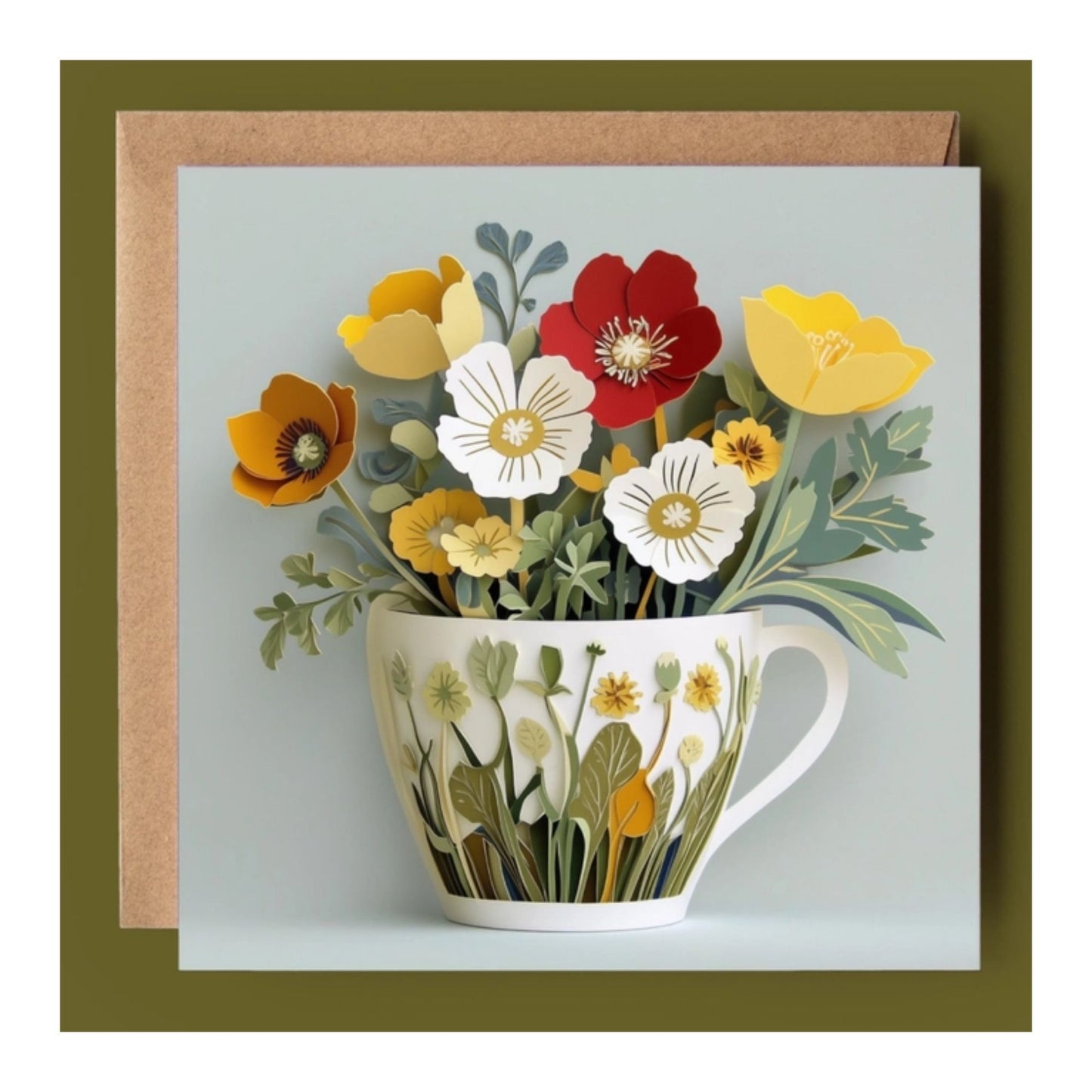Teacup Poppies Card
