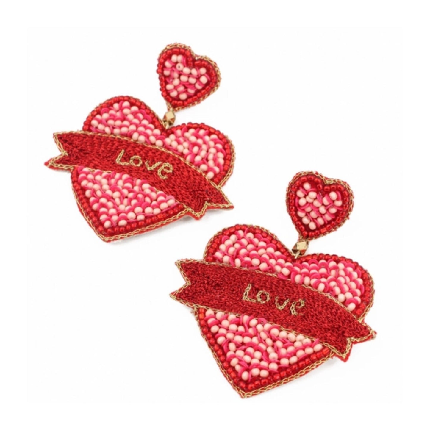Pink Love Banner Earrings