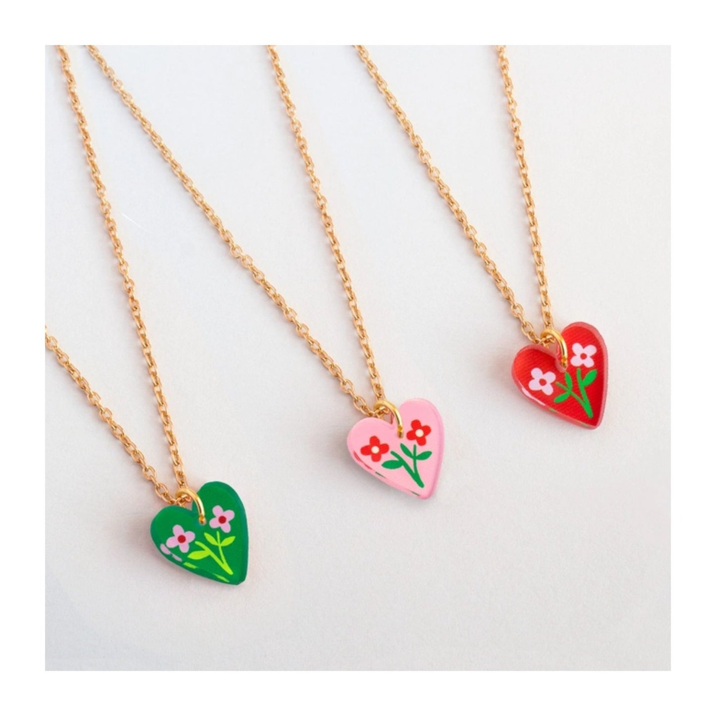 Red Floral Heart Necklace