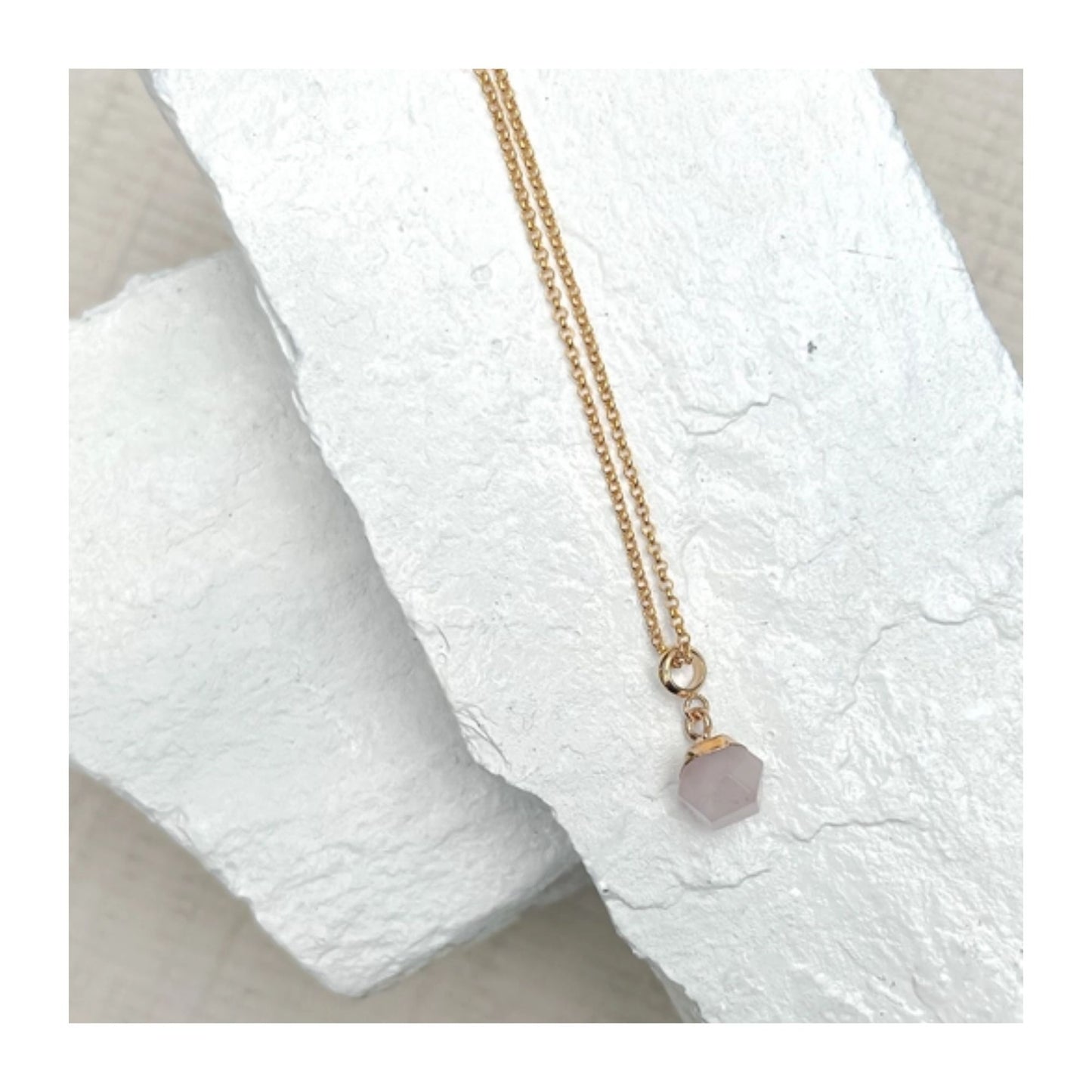 Rose Quartz Gold Plated Necklace