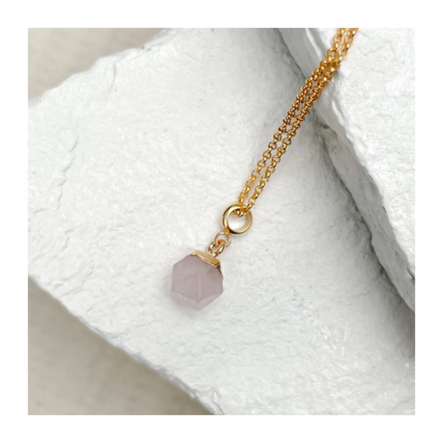 Rose Quartz Gold Plated Necklace