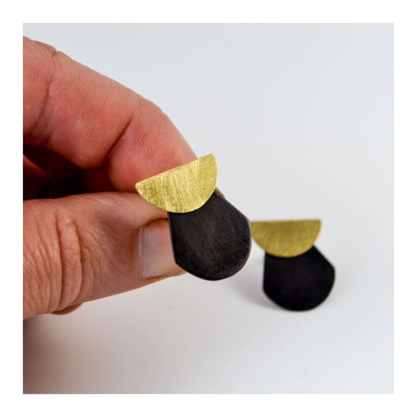 Geometric Semi Circle Stud Earrings