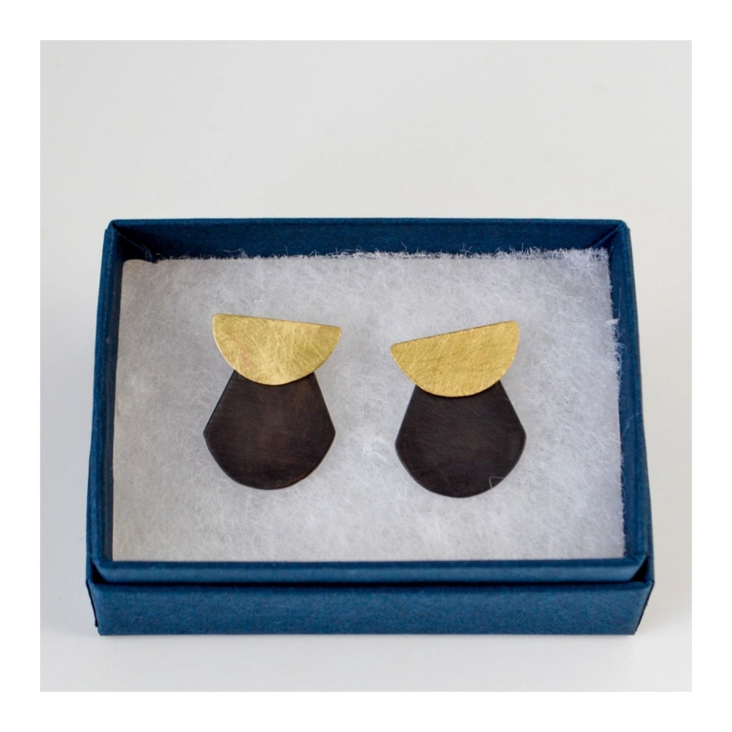 Geometric Semi Circle Stud Earrings