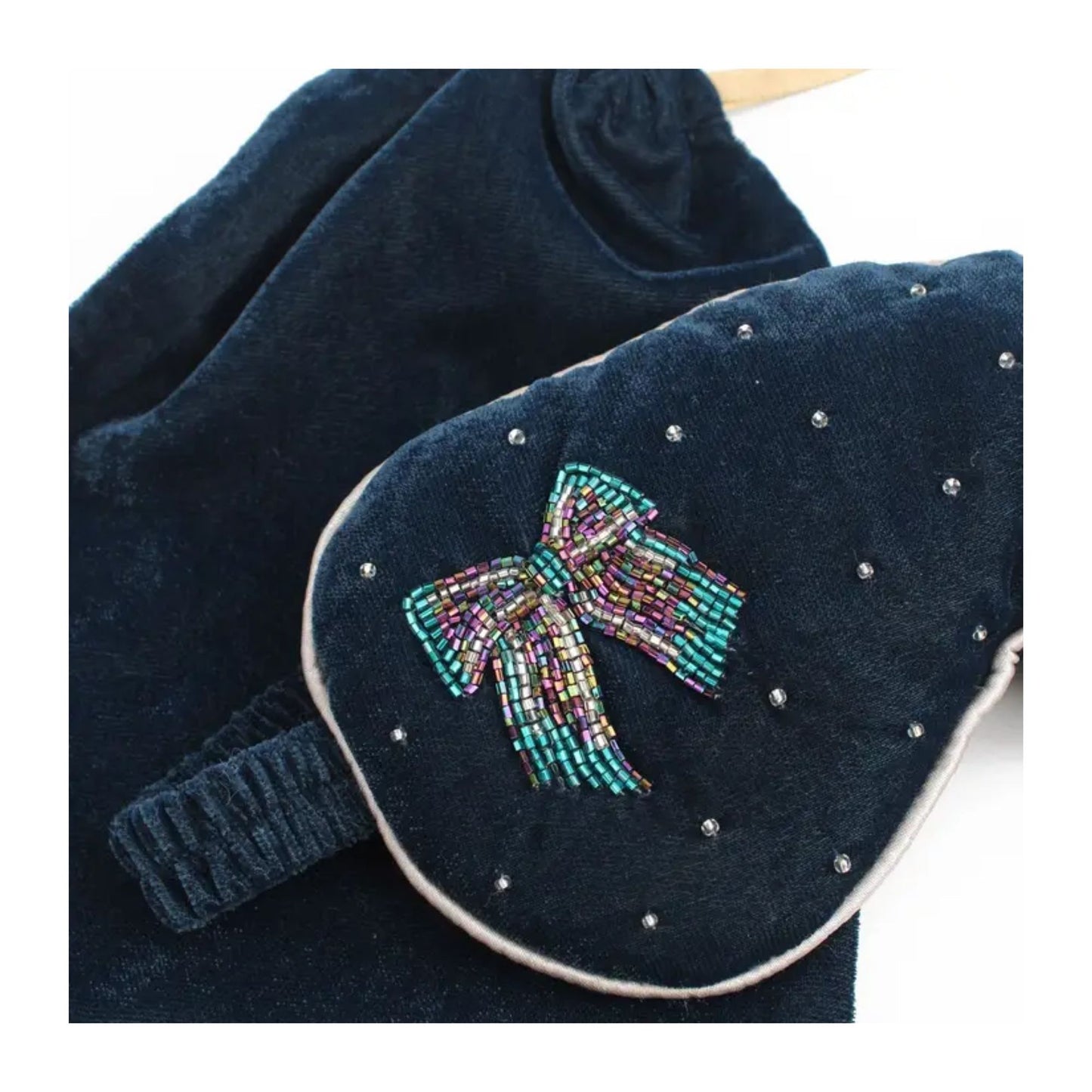 Silver Blue Bow Eye Mask