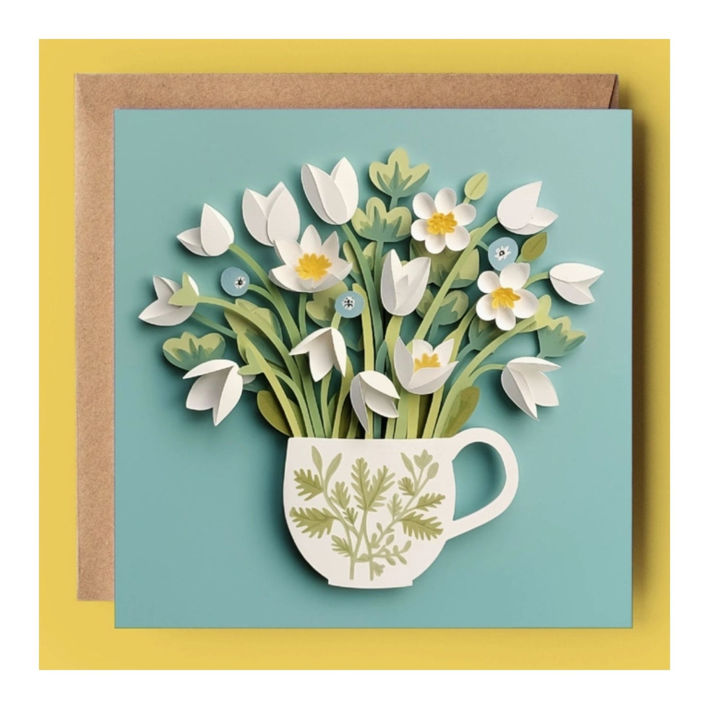 Teacup Spring Flowers Card