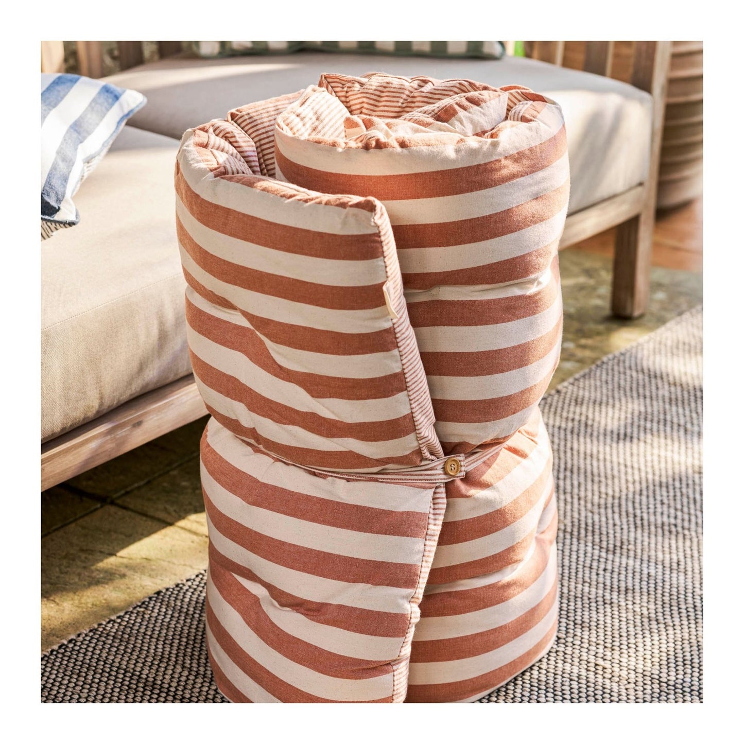 Terracotta Stripe Roll Out Bed