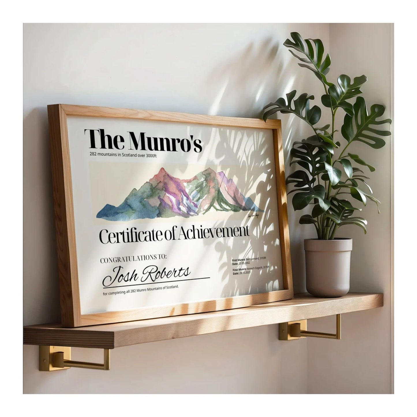 Certificate of Achievement of the Munro's Print