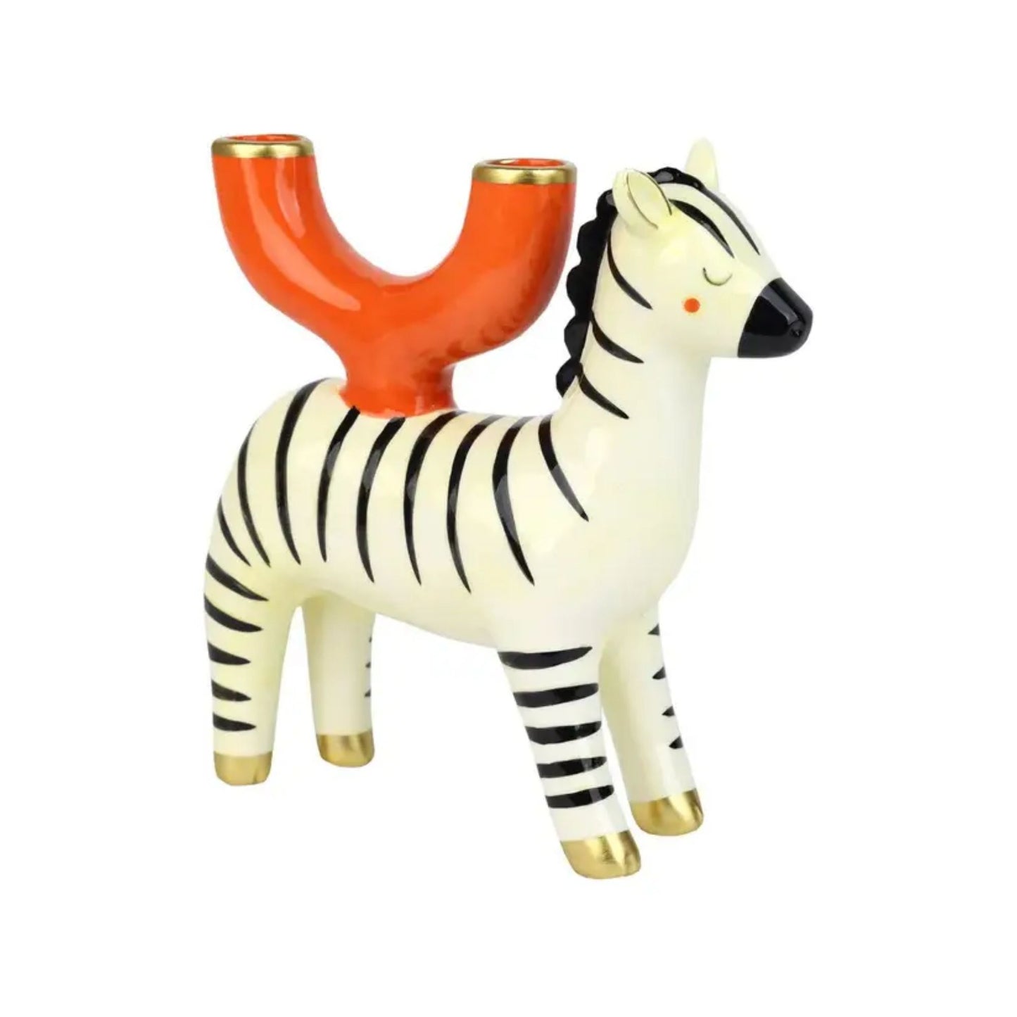 Zebra Hand-Painted Ceramic Candle Holder