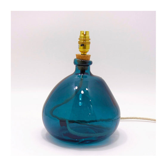 Petrol Blue Simplicity Small Recycled Glass Table Lamp