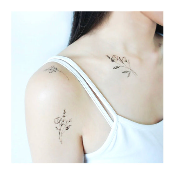 Black Flowers Temporary Tattoos