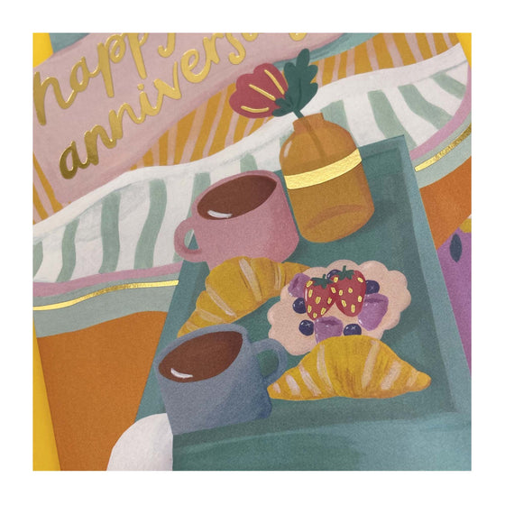 Breakfast in bed 'Happy Anniversary' card