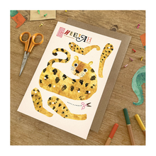  Cheetah Split Pin Puppet A5 Greeting Card