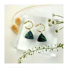 Chunky Gold and Green Triangle Earrings