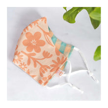  Organic Cotton Reversible Face Covering - 'Coral Doodle Flower'