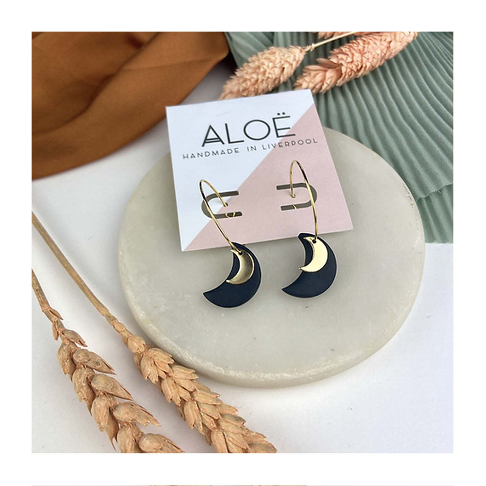 Crescent Moon Hoop Earrings