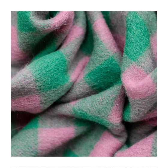 Emerald Gingham Lambswool Oversize Scarf
