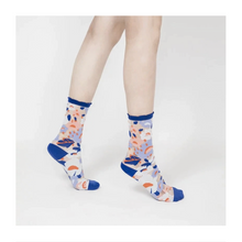  Flower Garden Sheer Socks - Blue