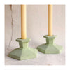 Green Hexagon Concrete Candle Holder