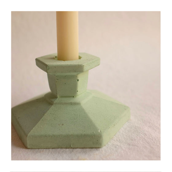 Green Hexagon Concrete Candle Holder