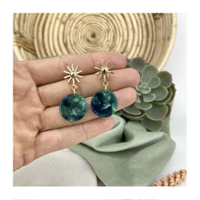  Bottle Green & Sun Dial Stud Earrings