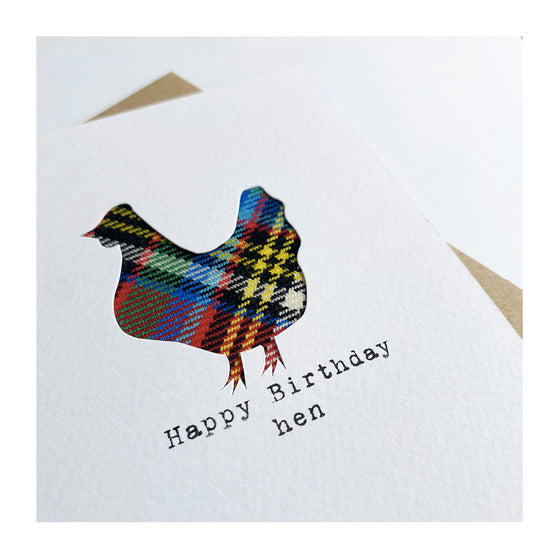 Happy Birthday Hen Tartan Handmade Card
