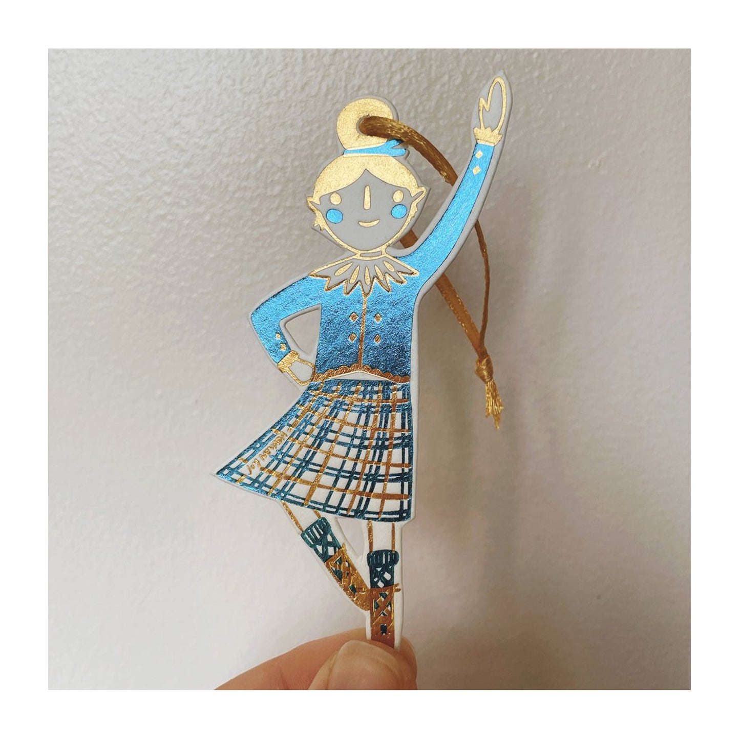 Blue Highland Dancer Letterpress Ornament