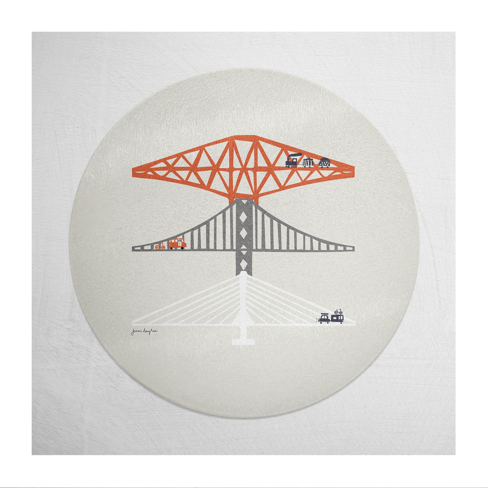 Forth Bridges Glass Trivet