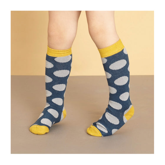Kids Navy & Grey Big Spot Cotton Socks