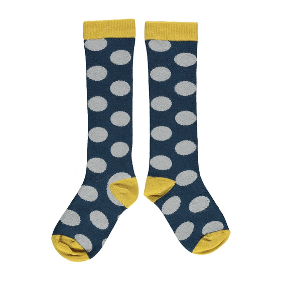 Kids Navy & Grey Big Spot Cotton Socks