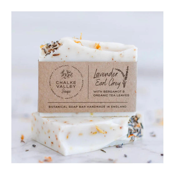 Botanical Soap Bar & Limestone Soap Tray - Lavender Earl Grey