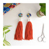 Cabochon and Tassle Earrings