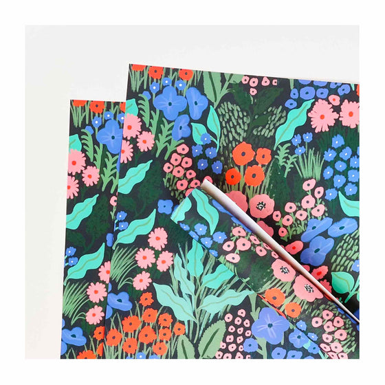 Midnight Blue Flower Meadow Gift Wrap